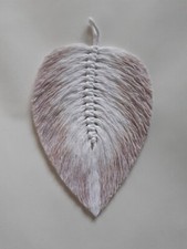 Macrame Feather Leaf Hand Dyed White Cotton Cord Beige Home Decor Gift 27 ×16Cm.