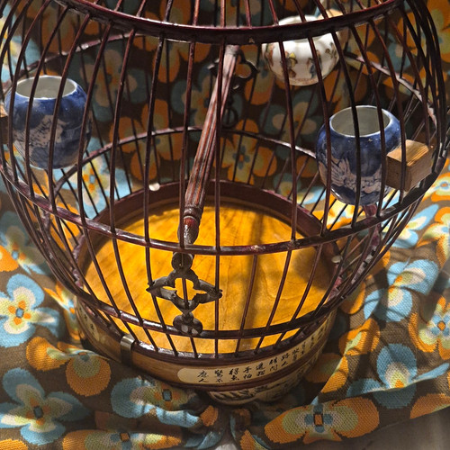 Vintage chinese bamboo bird - bamboo,