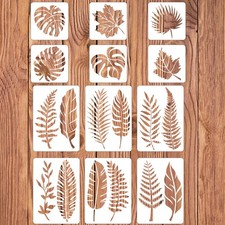 12Pcs Large Leaf Painting Stencils for DIY Crafts and Home Decor