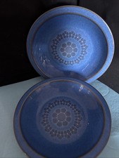 2  Blue Denby Midnight Blue Rimmed Soup/Pasta Bowls 8”/21cm Very Good Shape