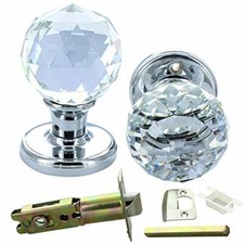 G Decor Round Crystal Door Handles Knobs (Pair) Diamond Clear Crystal Glass