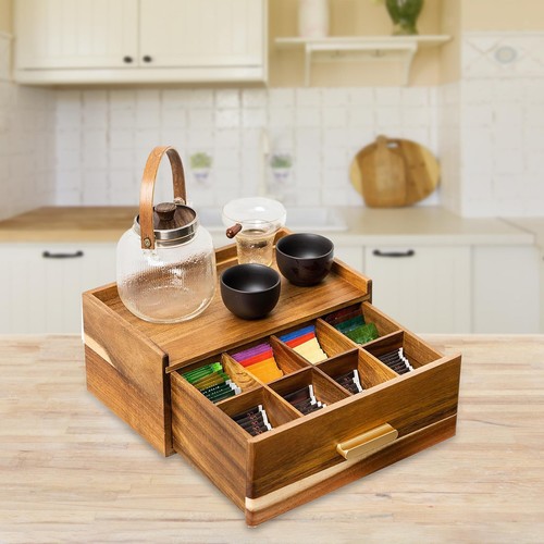 Wooden tea bag organizer - tea,