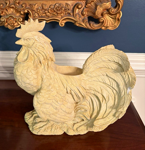 Beige rooster resin utensils - resin,