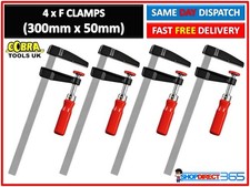 4 x F Clamps Bar Clamp Heavy Duty 300mm x 50mm 12" Long Quick Slide Wood 25-13
