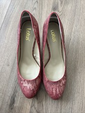 Lotus Women's Size 6 Red Snake Print Heeled Almond Toe Court Shoe New