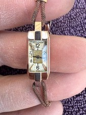 Jaeger LeCoultre 18k Gold Vintage Backwind 14K bracelet  c. 1930s