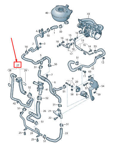 Audi rs3 coolant hose - rs3, with