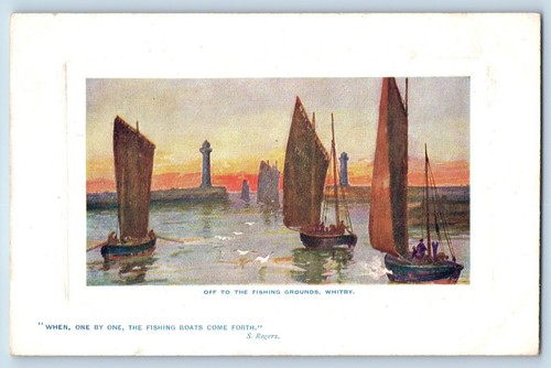 Whitby england postcard boats - england,