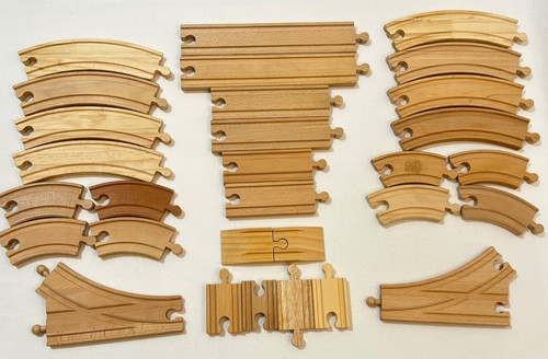 Wooden train track set x30 - train, of