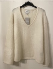 H&M Cream Mohair Blend V Neck Oversized Jumper Sz S BNWT  