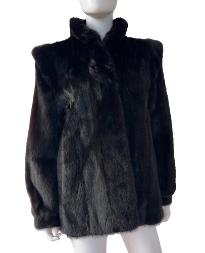 Real natural black mink fur - mink,