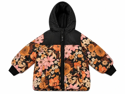 Next pink floral hooded puffer - pink,