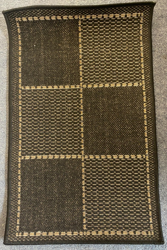 Black flatweave checked - black,