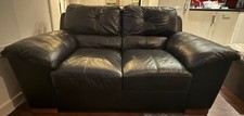 Large Genuine Leather 2-Seater Sofa Black