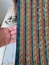 4.5 yrds Vintage French Wallpaper 1920s 1930s Chain Stripe Design Marbled Teal 