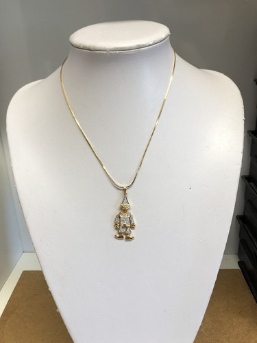 Gold tone clown jester pendant - gold,