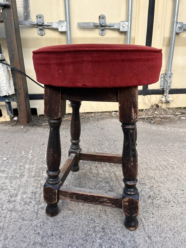 Vintage portable red top stool - vintage,