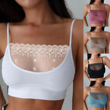 Women Backless Lace Floral Bralette Crop Top Padded Bra Bustier Cami Vest Tank A
