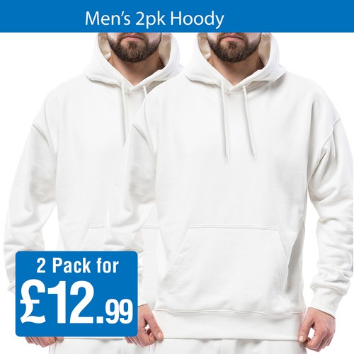 Mens hoodie pullover - mens, 2pk