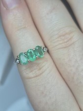 SIZE M 1.40ct AAA Gemfields Zambian Emerald Trilogy Ring