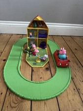 Peppa Pig Fold Out House & Road Track Play Set Family Figures + Red Car