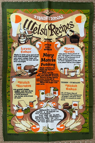 Bnwot tea towel welsh recipes - bnwot,