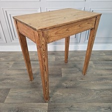 Antique Pine Side Table Rustic Narrow Farmhouse Occasional Primitive Solid Wood