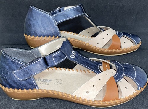 Rieker flat navy blue - rieker, beige