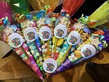 20 x Glow Party  Themed Pre Filled Sweet Cones Personalised + Free Sweety Bag