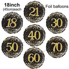 Black gold Happy birthday Age foil balloon birthday party decoration helium air
