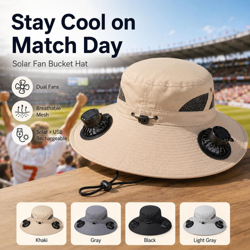 Dual fan solar - fan, hat