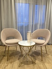 4x WEST ELM DINING CHAIRS Orb Pink/ Beige Upholestered. Pristine Condition.
