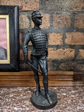 Vintage Bronze French Officer ' Hussar ' Cavalry Soldier Statue
