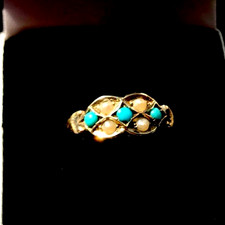 Antique 9ct Turquoise Pearl