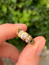 15ct gold sapphire white spinel pearl ring Victorian B&H