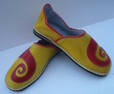 HAND CRAFTED * MOROCCAN LEATHER FUNKY BABOUCHE  All Sizes YELLOW & RED