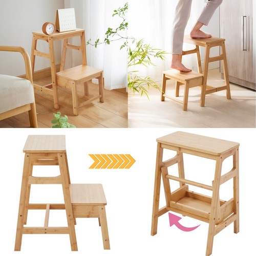 Portable bamboo step ladder - portable,