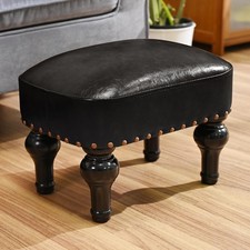Leather Footrest Wood