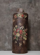 Antique Vintage Handpainted Floral Oak Umbrella Stand (65x22cm)