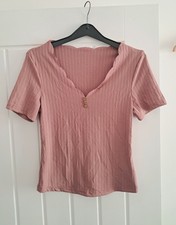Shein pink ribbed V Neck