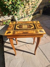 Vintage Italian Sorrento Musical Box Table Inlaid Marquetry Florentine Storage