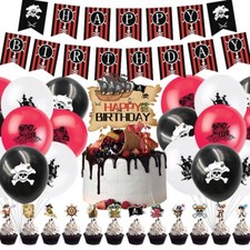 Cool Pirate Balloon Swashbuckler Backdrop Birthday Party Decor Banner Tableware