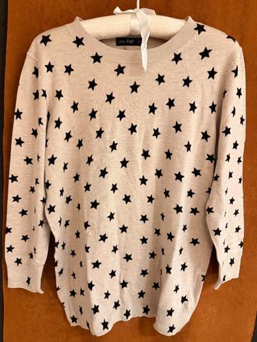 Beige star print - fine, knit