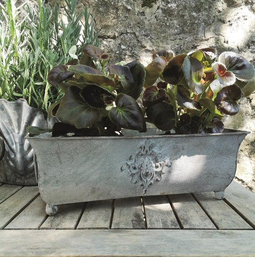 Vintage metal trough planter - metal,