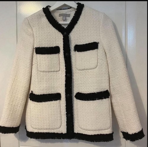 Women tweed jacket - tweed, white