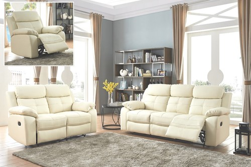 Cream leather seater - 3, 2