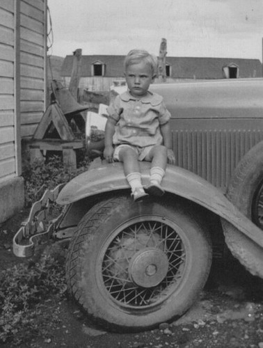 1930s boy sitting - boy, fender