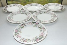 Wedgwood Bone China Hathaway Rose Pattern  6 x 20.5cm Dessert Plates c1970s