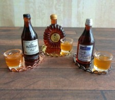 1:12 Dolls House Miniature: 3pcs Cognac Brandy Drink Set (Pub Bar Alcohol Tray)