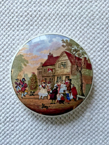Prattware pot lid may day - prattware,